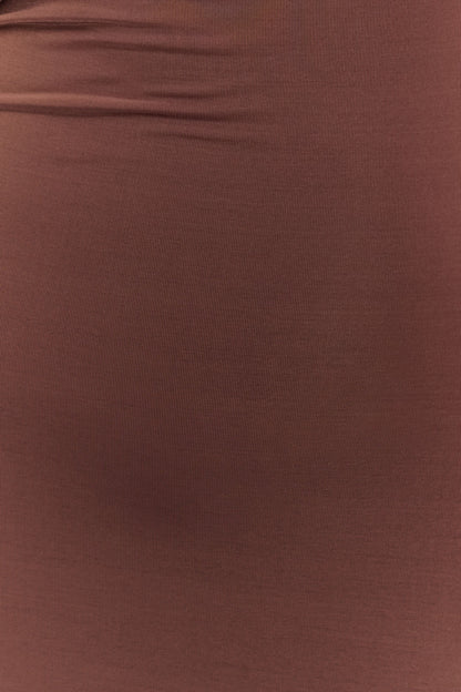 Ashford Asymmetrical Slinky Maxi Dress - Chocolate