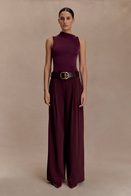 Hadleigh Sleeveless Slinky Top - Burgundy