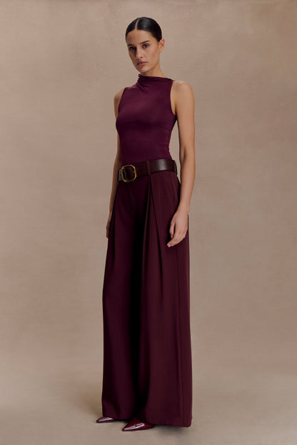 Hadleigh Sleeveless Slinky Top - Burgundy