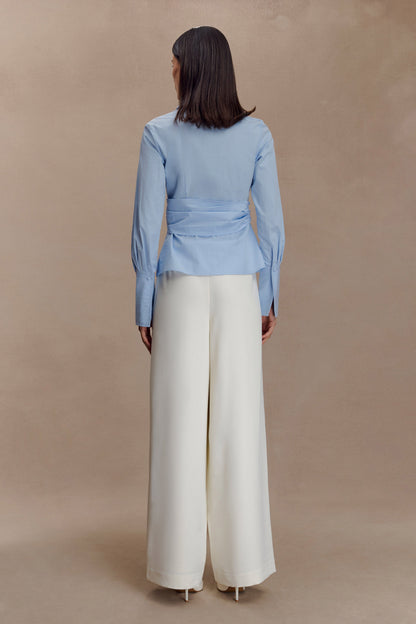 Eugenia Wrap Cotton Shirt - Blue