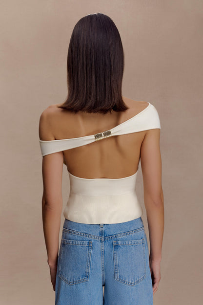 Carley Off Shoulder Knit Top - Ivory