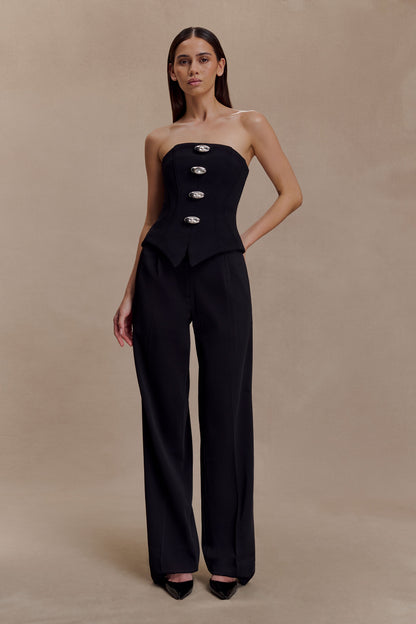 Arla Button Up Corset Top - Black