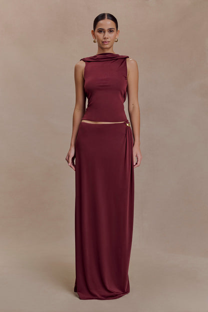 Bridget Slinky Cowl Back Top - Burgundy