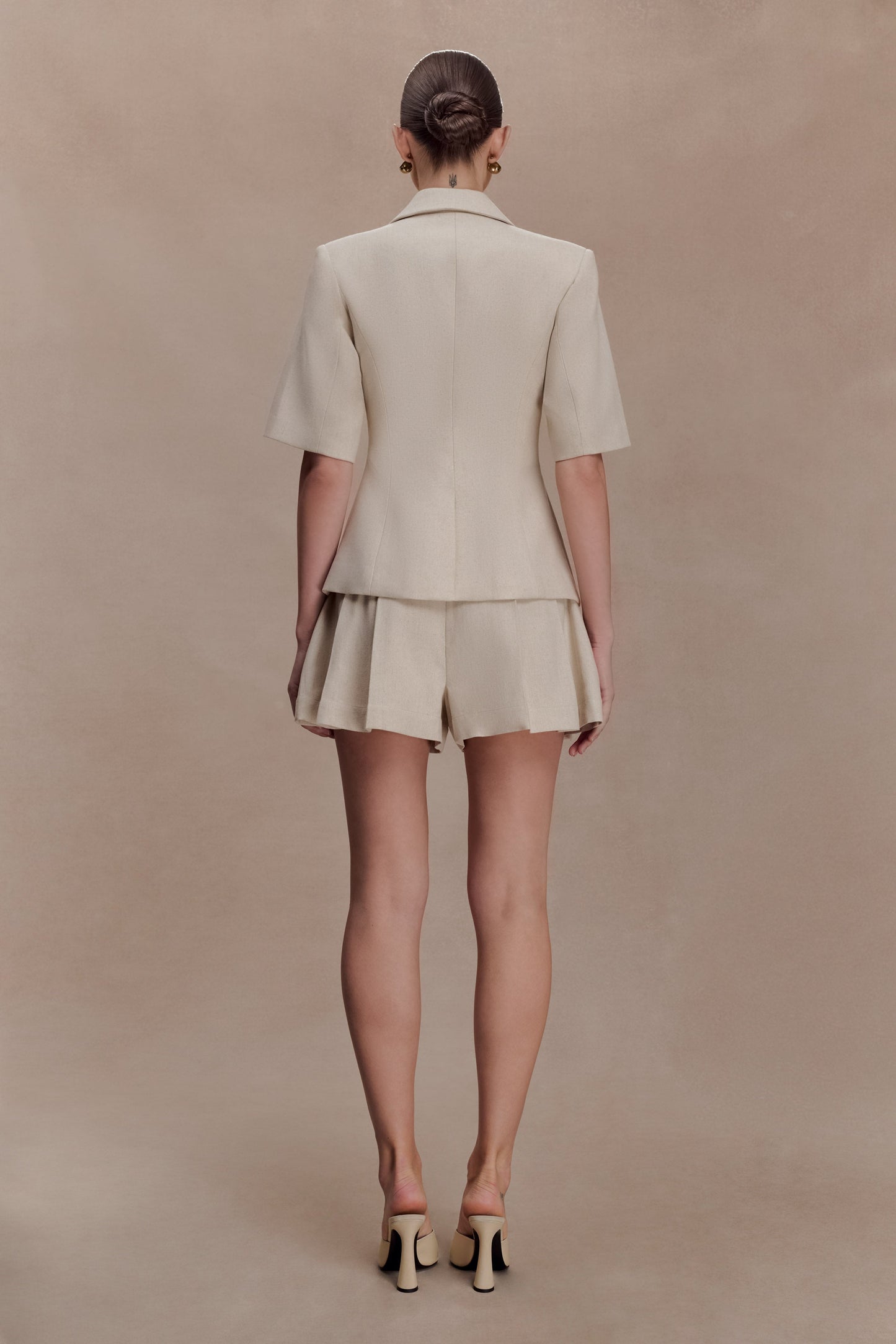 Martine Short Sleeve Linen Top - Natural