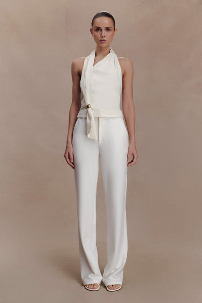 Marina Halter Top With Hardware - Ivory