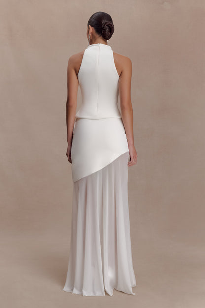 Portia Scuba And Mesh Maxi Skirt - White