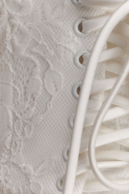 Camille Beaded Satin And Lace Corset Top - Ivory
