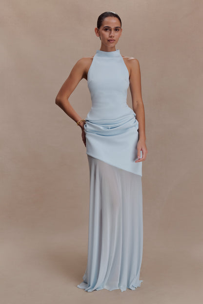 Portia Scuba Sleeveless Top - Pale Blue