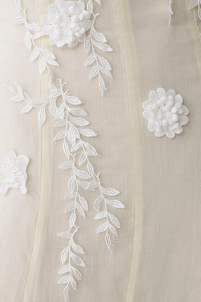 Odette Floral Lace Midi Dress - Buttermilk
