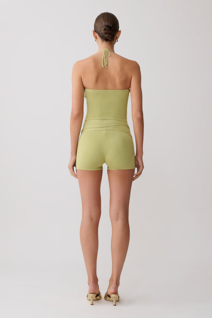 Dimitri Mini Knit Shorts With Belt - Light Olive