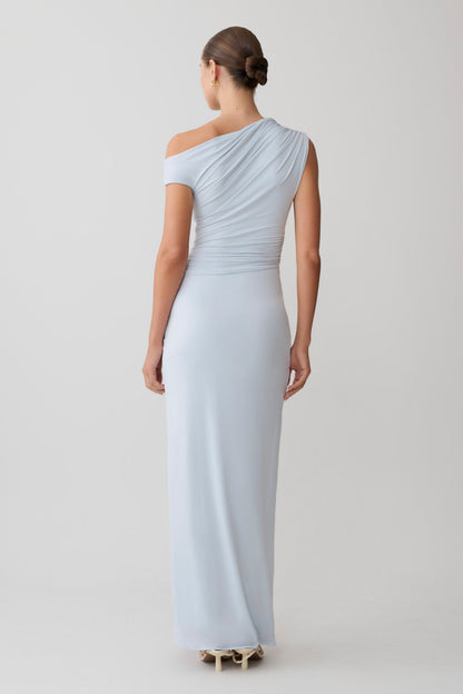 Alyn Off Shoulder Draped Maxi Dress - Pale Blue