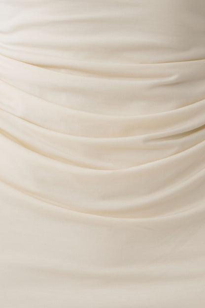 Vina Gathered Jersey Midi Dress - Ivory