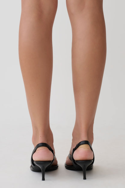 Mai Sling Back Thong Heel - Black