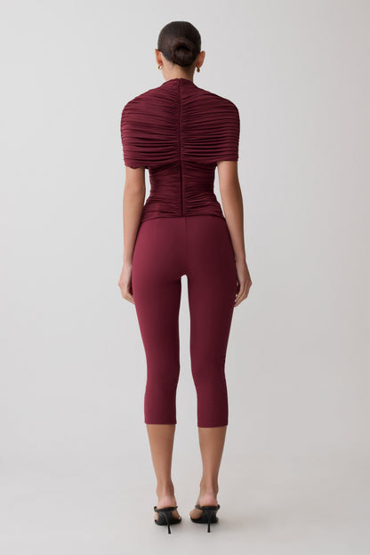 Blanca Stretch Crepe Capri Pants - Mahogany