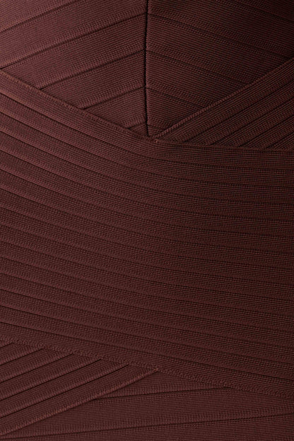 Maison Bandage Knit Mini Dress - Chocolate