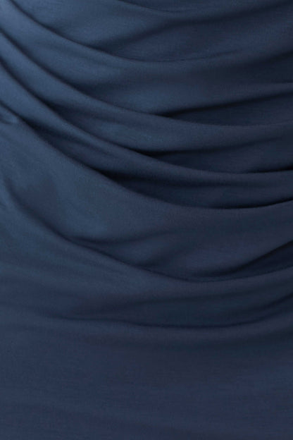 Vina Gathered Jersey Midi Dress - Ink Blue
