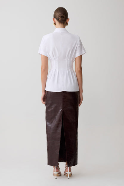 Selma Short Sleeve Linen Shirt - White
