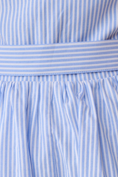 Cindy Collared Midi Dress - Blue Pinstripe