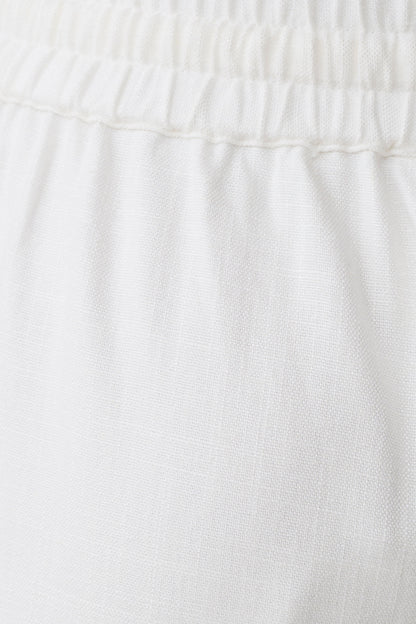 Selena Linen Straight Leg Pant - White