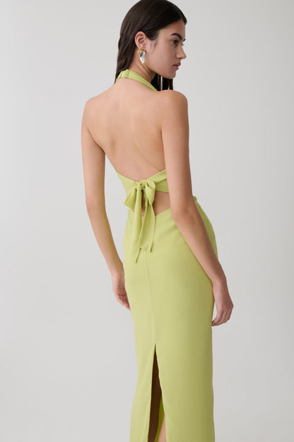 Valentina Chiffon Halter Maxi Dress - Pistachio