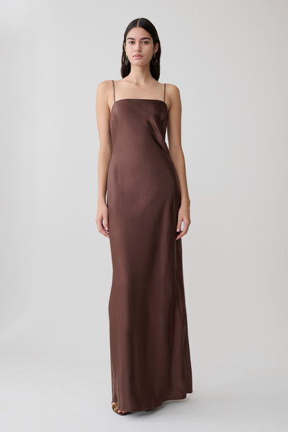 Martinne Chiffon Cape Maxi Dress - Mocha