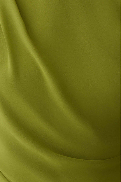 Hannah Asymmetric Neckline Mini Dress - Olive