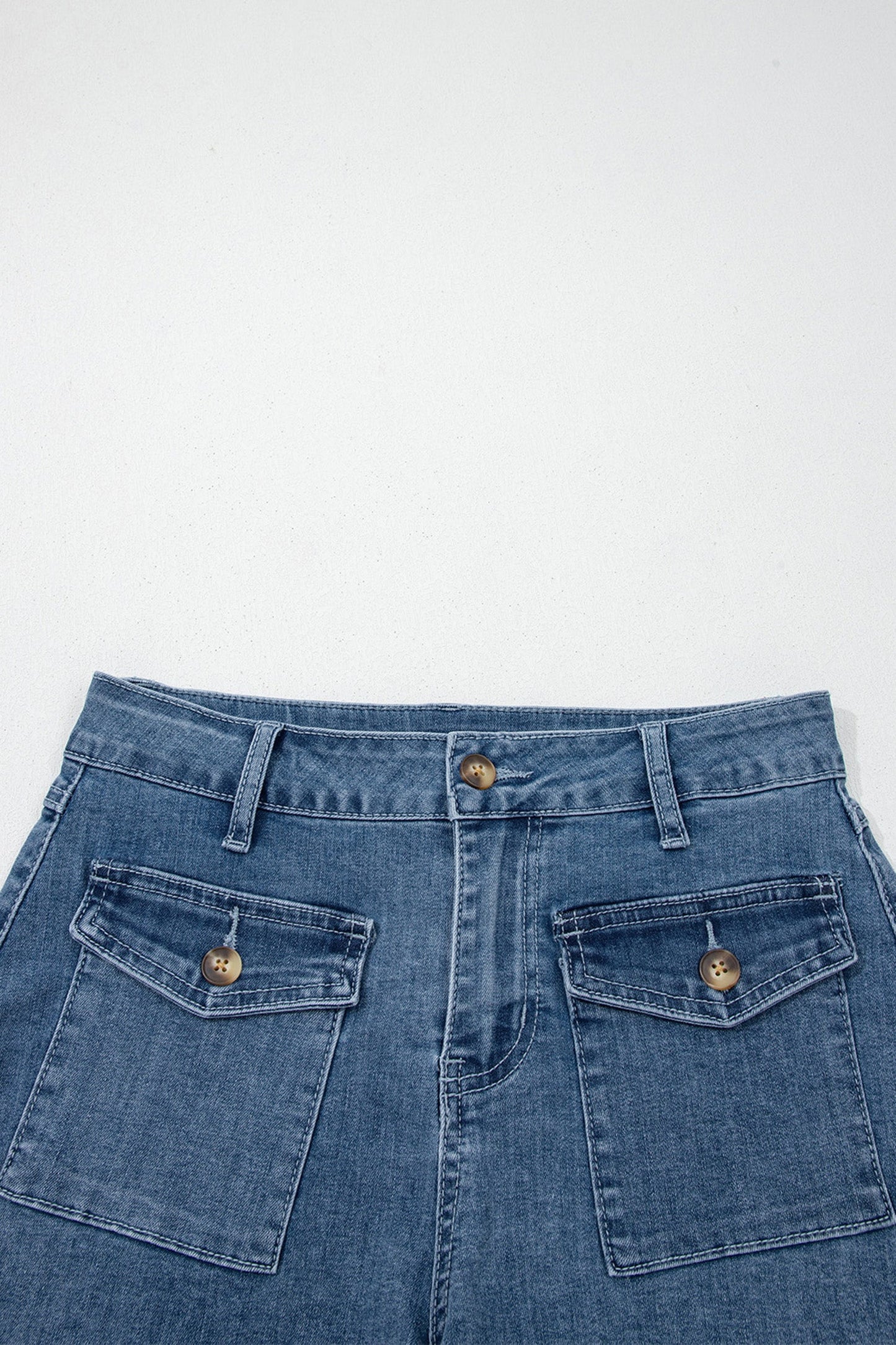 Hazel Blues® |  Dusk Blue Flap Pockets Denim Shorts