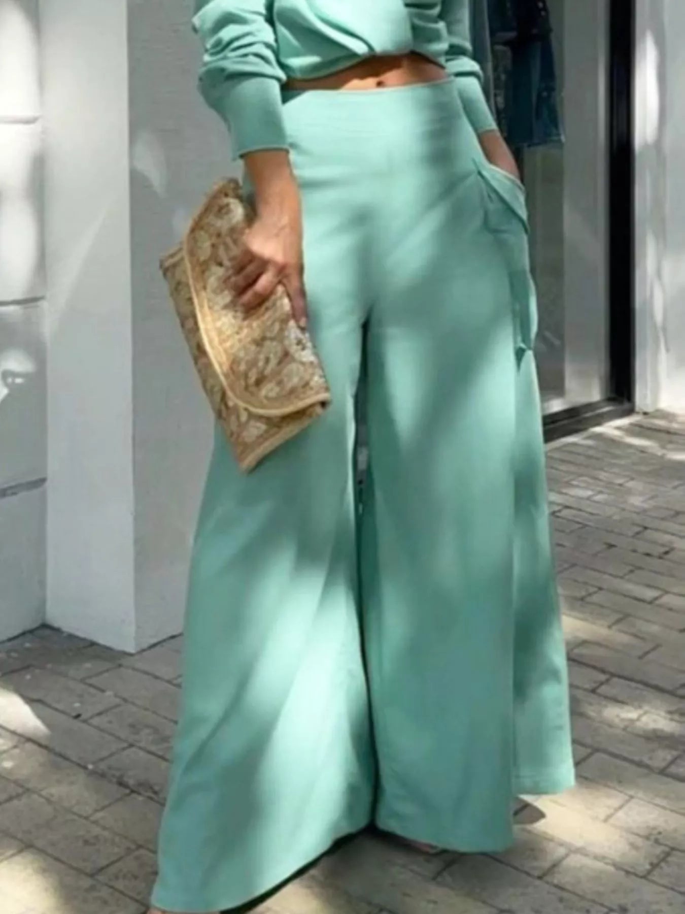 Hazel Blues® |  Long Sleeve Shirt and Wide Leg Pants Set