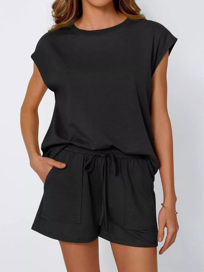 Hazel Blues® |  Casual Solid Color T-Shirt and Shorts Set