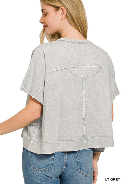 Hazel Blues® |  Zenana Halo Snow Washed Boxy Top & Shorts Set
