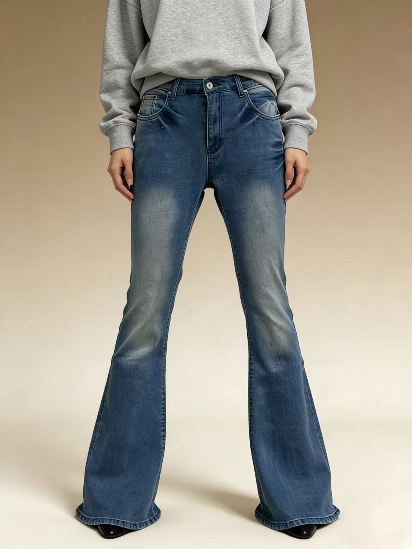Hazel Blues® | Vintage Wash High-Waisted Flare Jeans