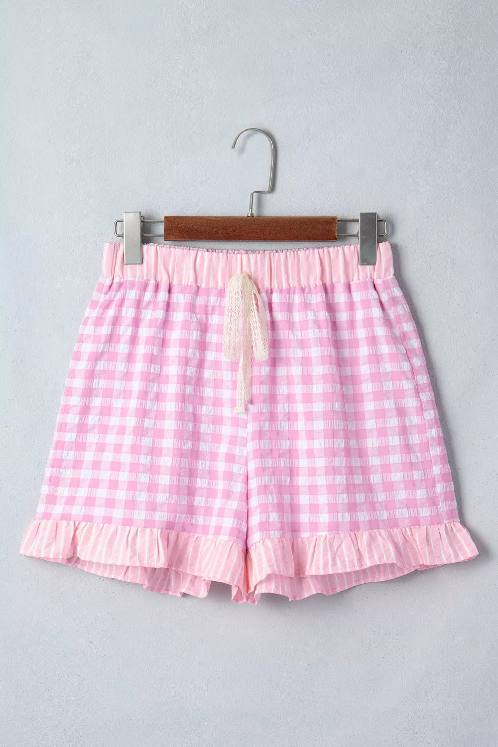 Hazel Blues® |  Gingham Ruffle Hem Shorts