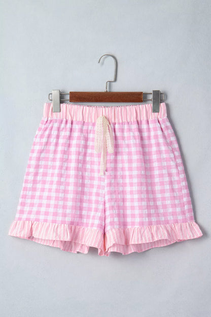 Hazel Blues® |  Gingham Ruffle Hem Shorts