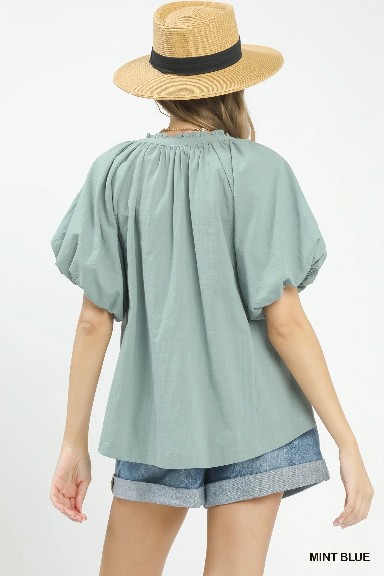 Hazel Blues® |  Umgee Lace Inset Puff Sleeve Boho Blouse