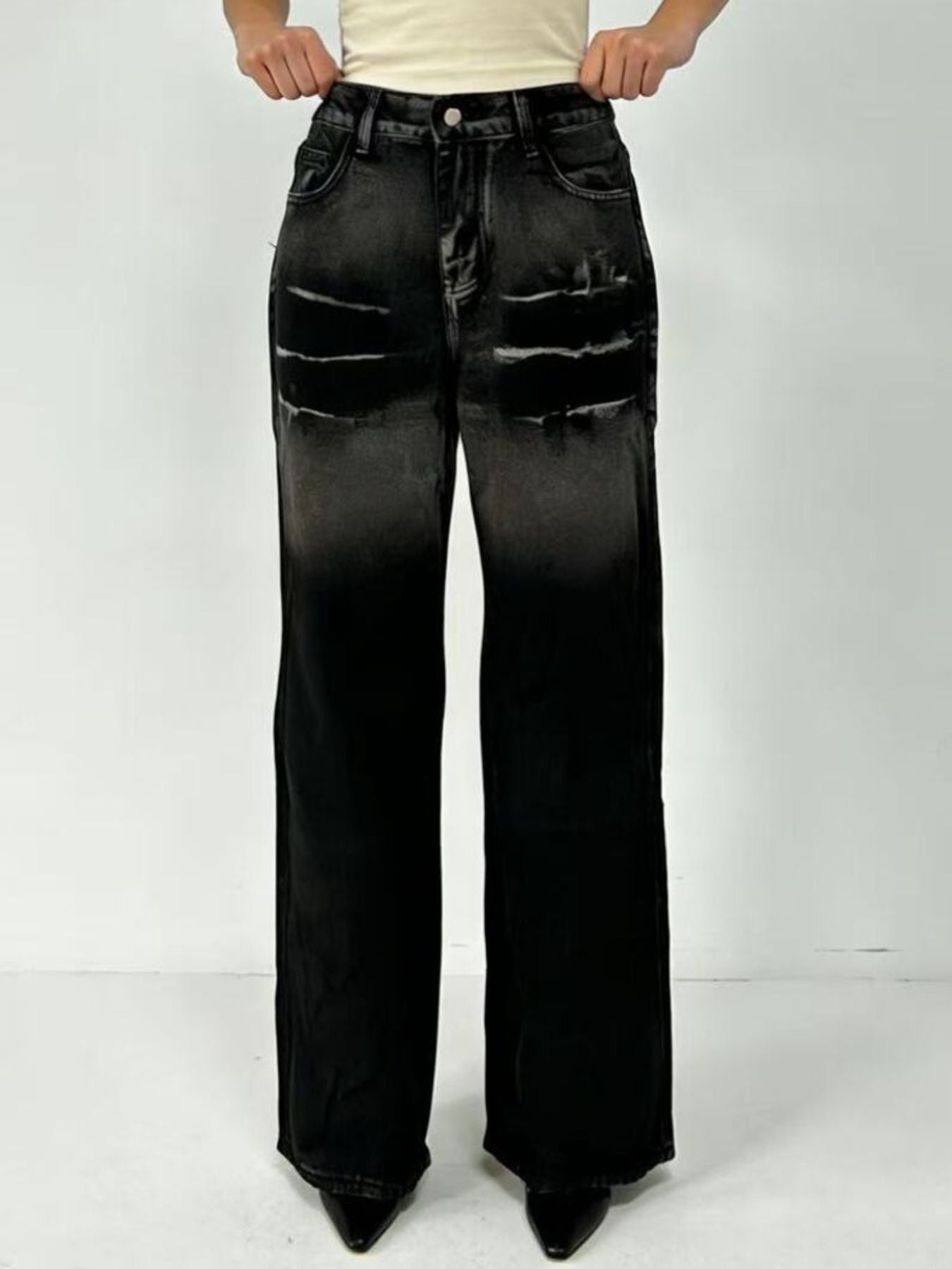 Hazel Blues® |  Washed Wide Leg Jeans