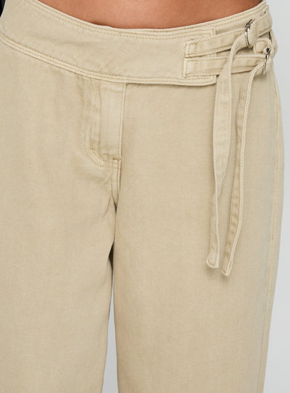 Boxie Mid Rise Wide Leg Jeans Washed Green