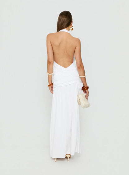 Casanova Halter Wrap Maxi Dress White