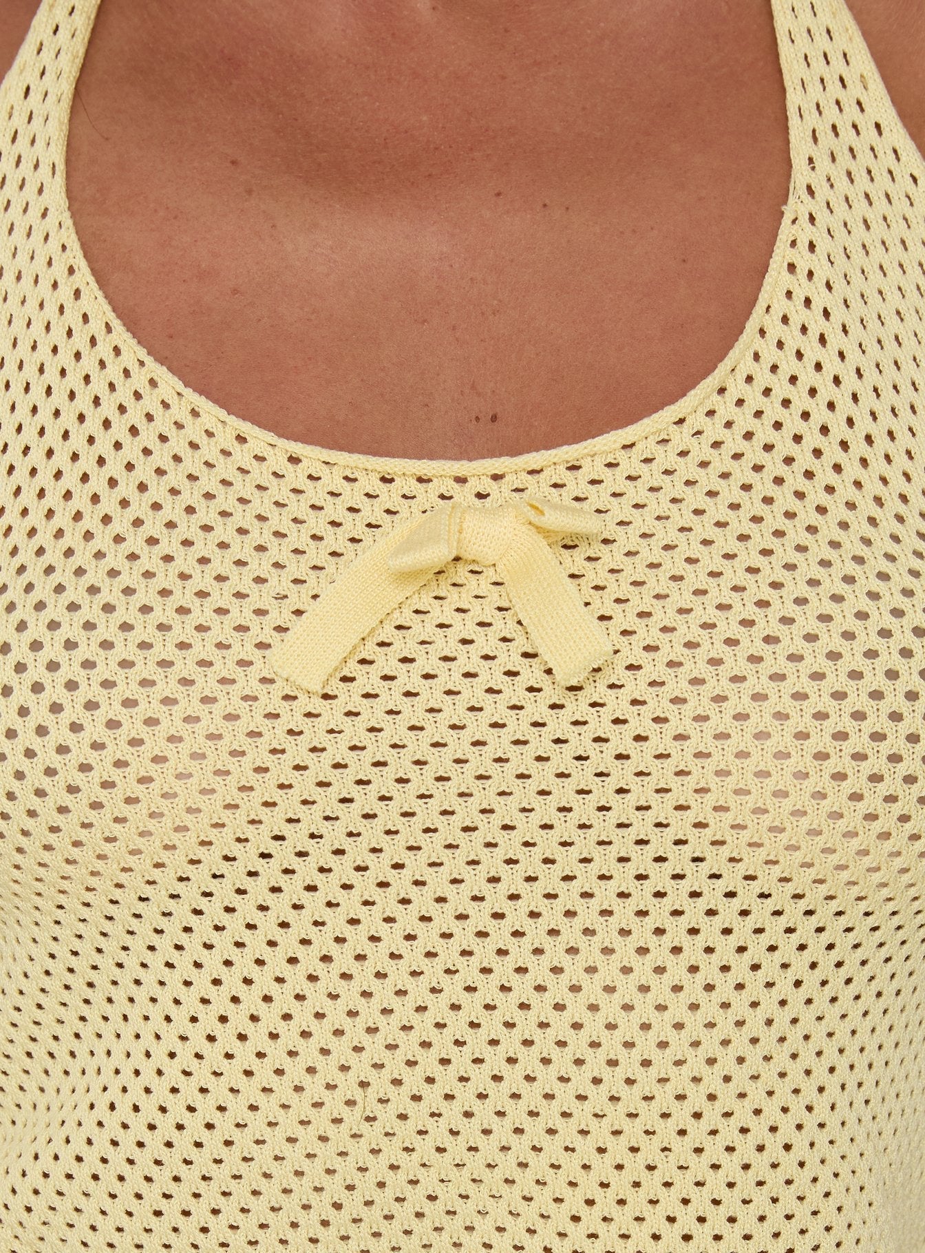 Cariselle Tie Neck Knit Top Yellow