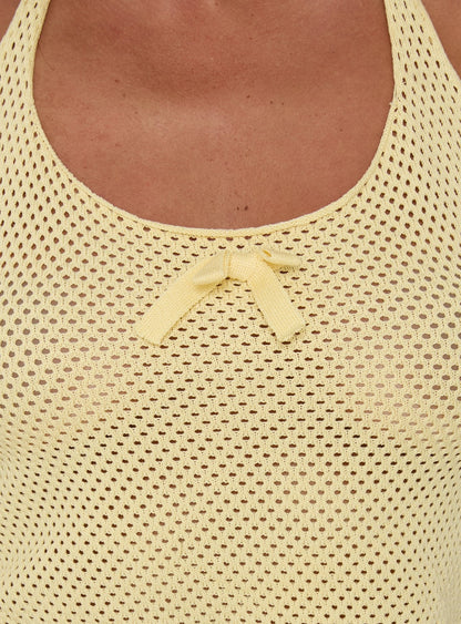 Cariselle Tie Neck Knit Top Yellow