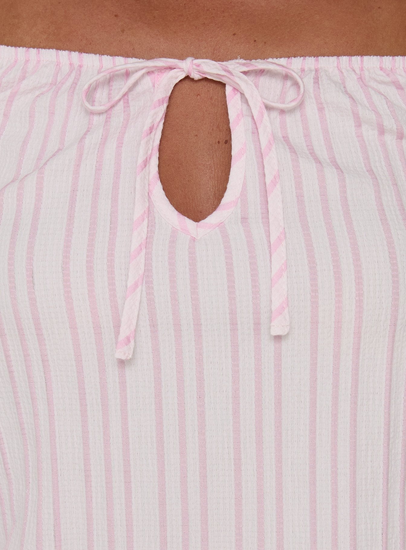 Calthea Puff Sleeve Top Pink Stripe