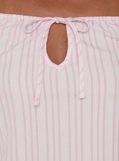 Calthea Puff Sleeve Top Pink Stripe
