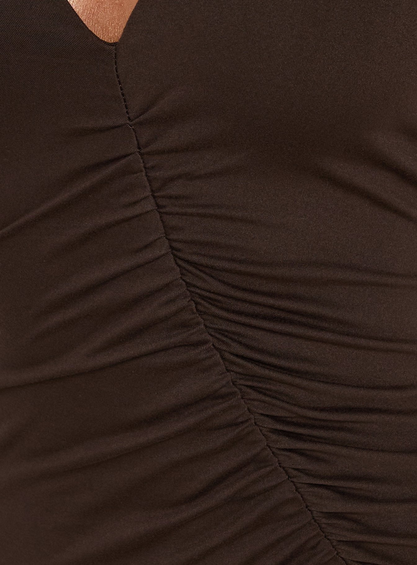 Cadira Ruched Halter Maxi Dress Chocolate