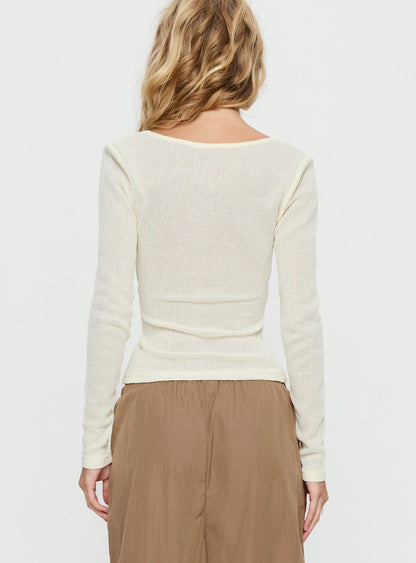 Cassidey Cross Front Long Sleeve Top Cream