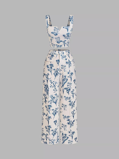 Hazel Blues® |  Floral Print Cami Top & Wide Leg Pants Set