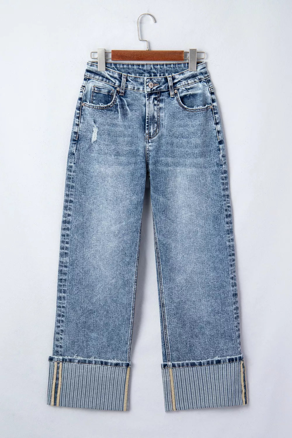 Hazel Blues® |  Cuffed Straight Loose Jeans