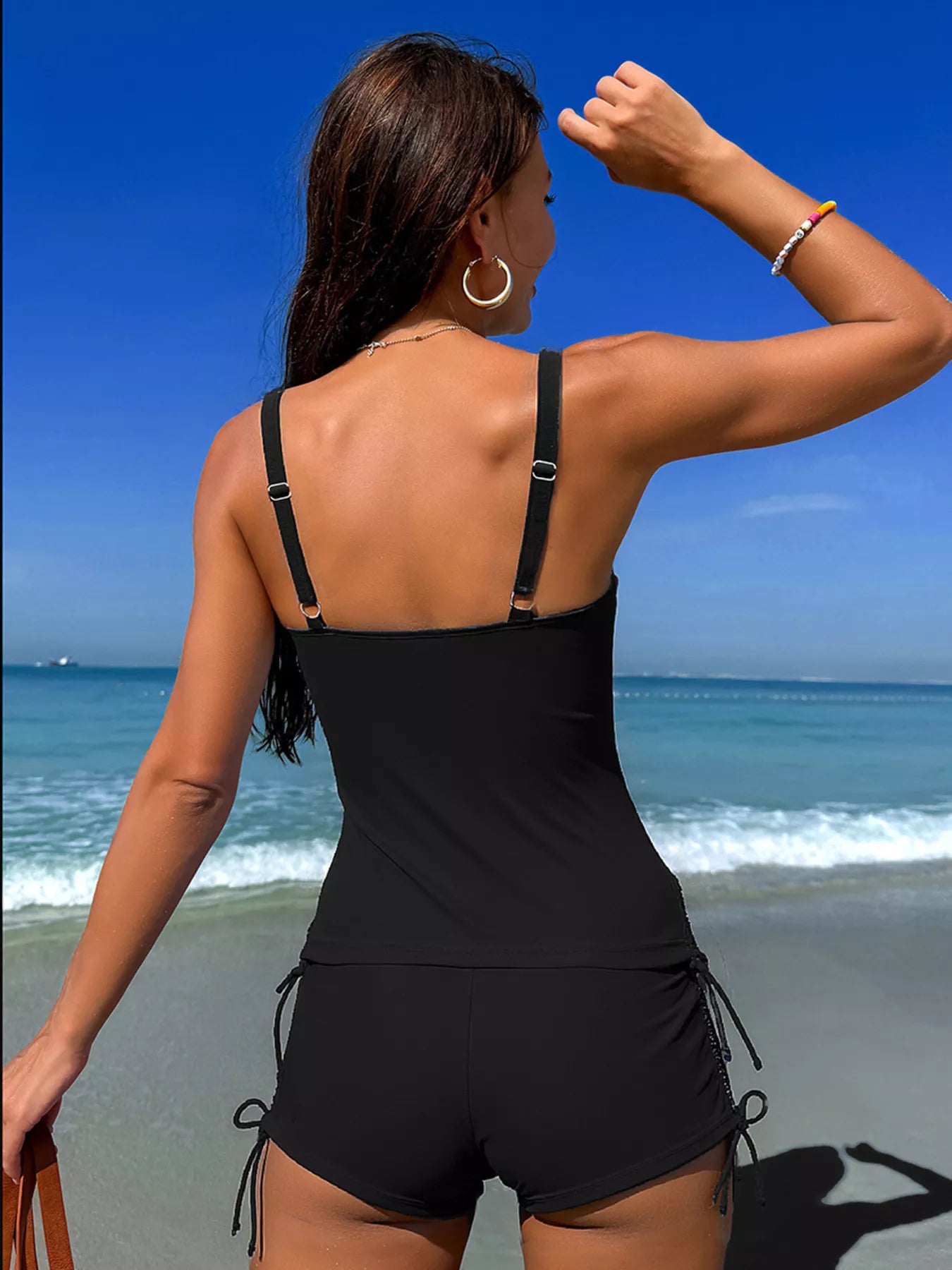 Hazel Blues® |  Floral Print Drawstring Tankini Set
