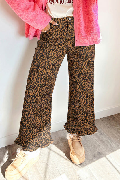 Hazel Blues® |  Wild Side Jeans | Leopard Ruffle Jeans