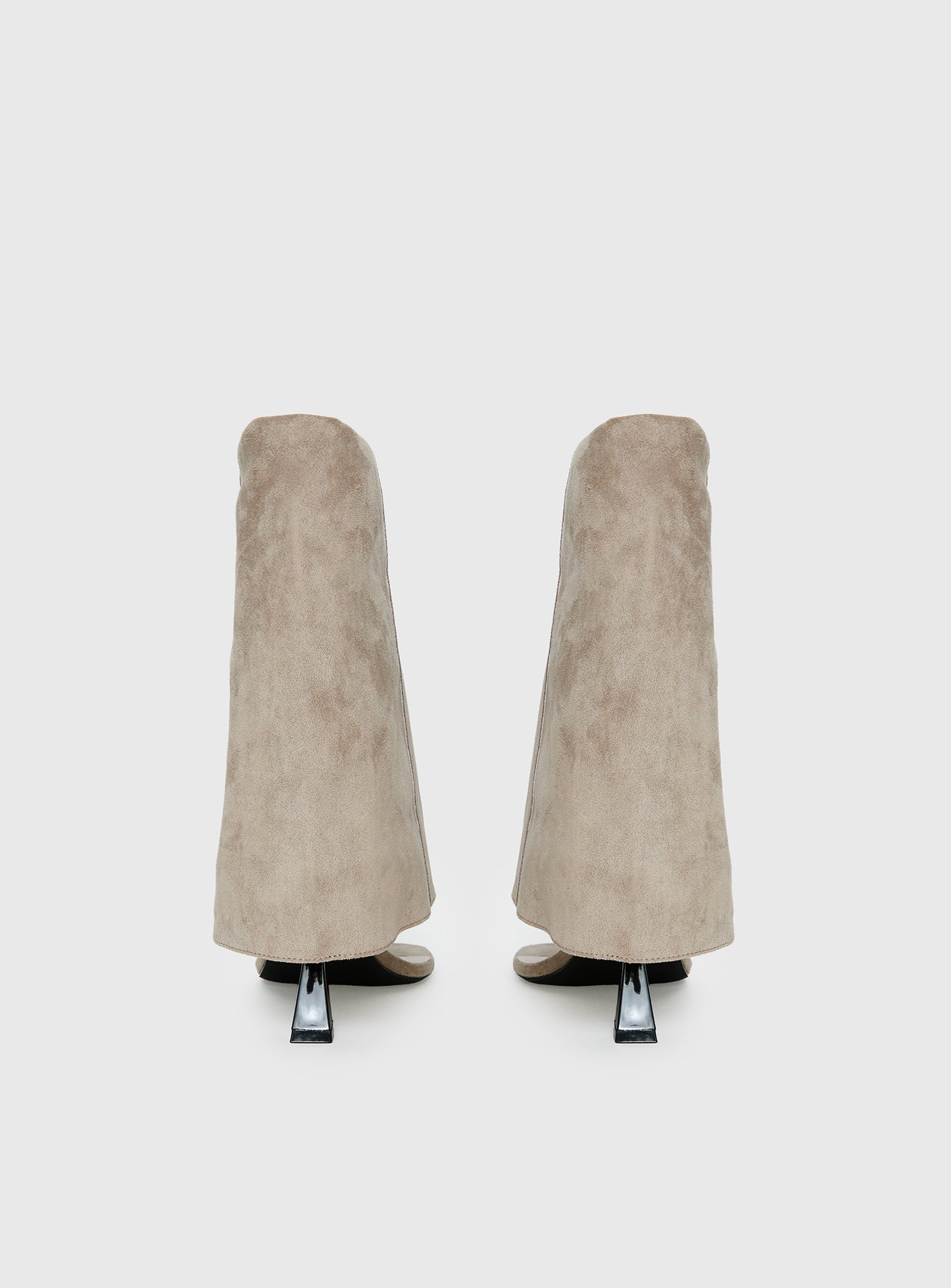 Catch The Light Faux Suede Open Toe Boots Tan