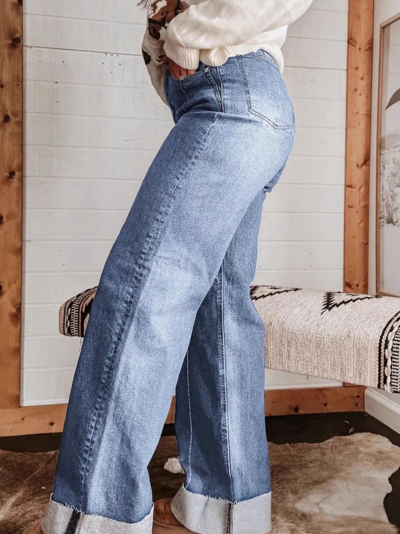 Hazel Blues® |  High-Waisted Wide Leg Jeans