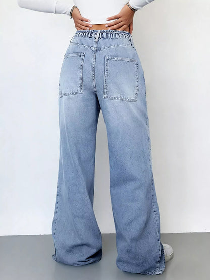 Hazel Blues® |  Wash Wide Leg Cargo Jeans